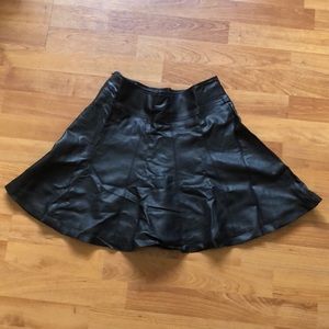 Black Vegan Leather Skater Skirt